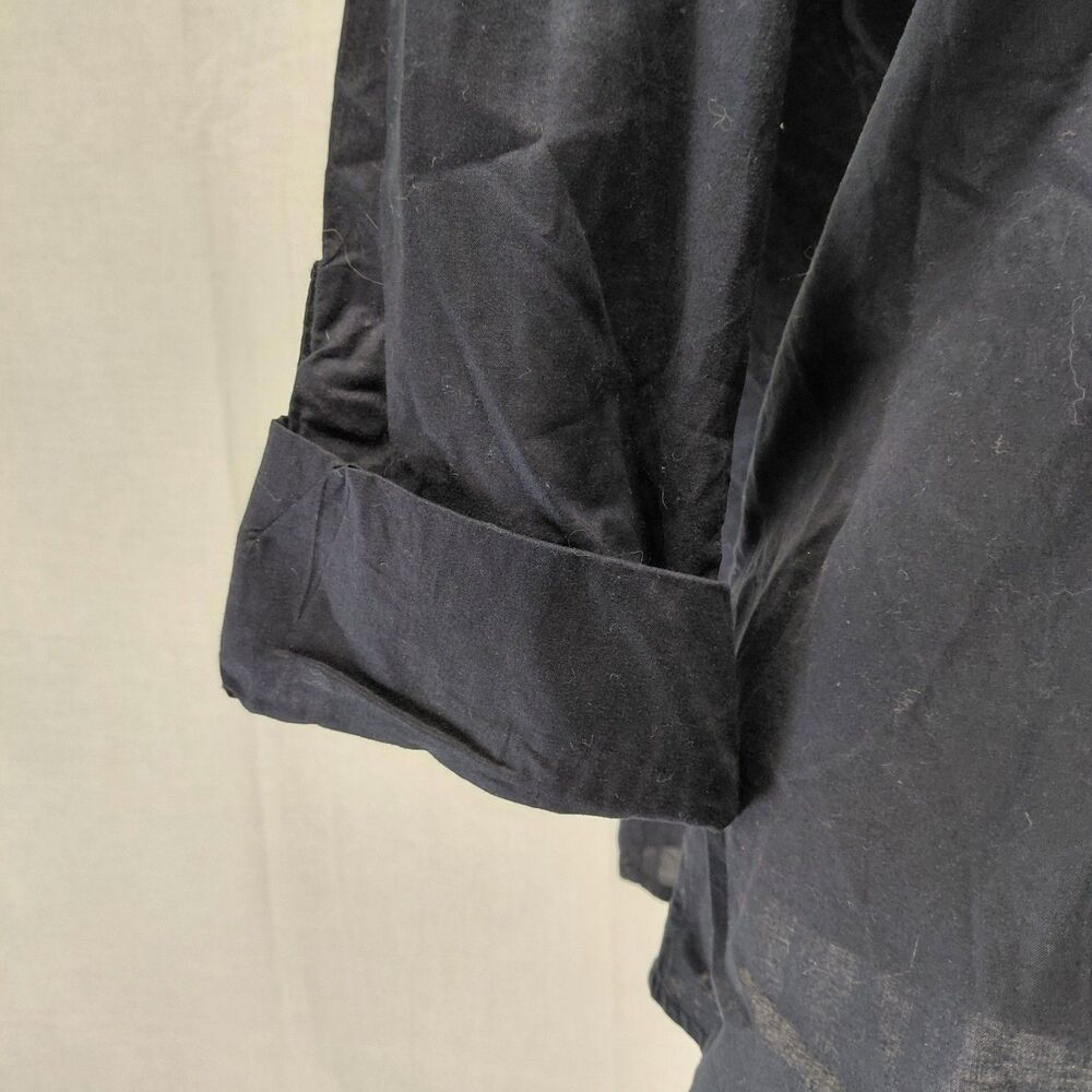 Michael Kors Button-up Rolled Sleeve Blouse Navy Silver Buttons Sz XL - Picture 5 of 9